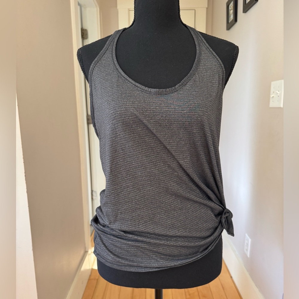 Lululemon grey yoga racerback tank top with side tie women size 8